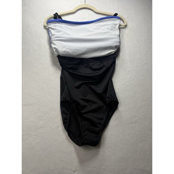 Miraclesuit 1 Pc Bathing Suit Swimsuit Colorblock Black Blue 10 DD Double Strap - Picture 5 of 8